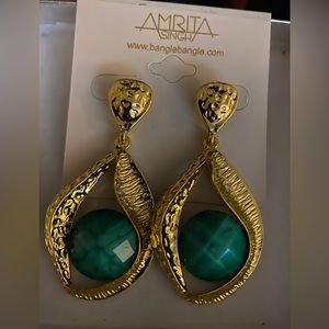 Amrita Singh brand new gold and green earrings